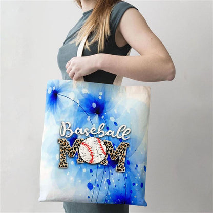 Softball Baseball Mom Leopard Tee Mother'S Day Tote Bag, Women Tote Bag, Canvas Tote Bag, Printed Tote Bag