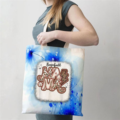 Softball Baseball Mom Leopard Tee Mothers Day Tote Bag, Women Tote Bag, Canvas Tote Bag, Printed Tote Bag