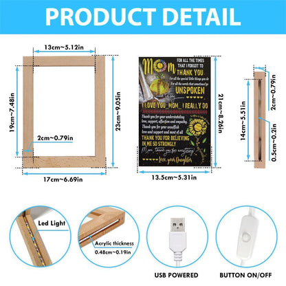 Softball Daughter To Mom, Thank You For Everything Frame Lamp, Mother's Day Night Light, Best Mom Ever, Gift For Mom
