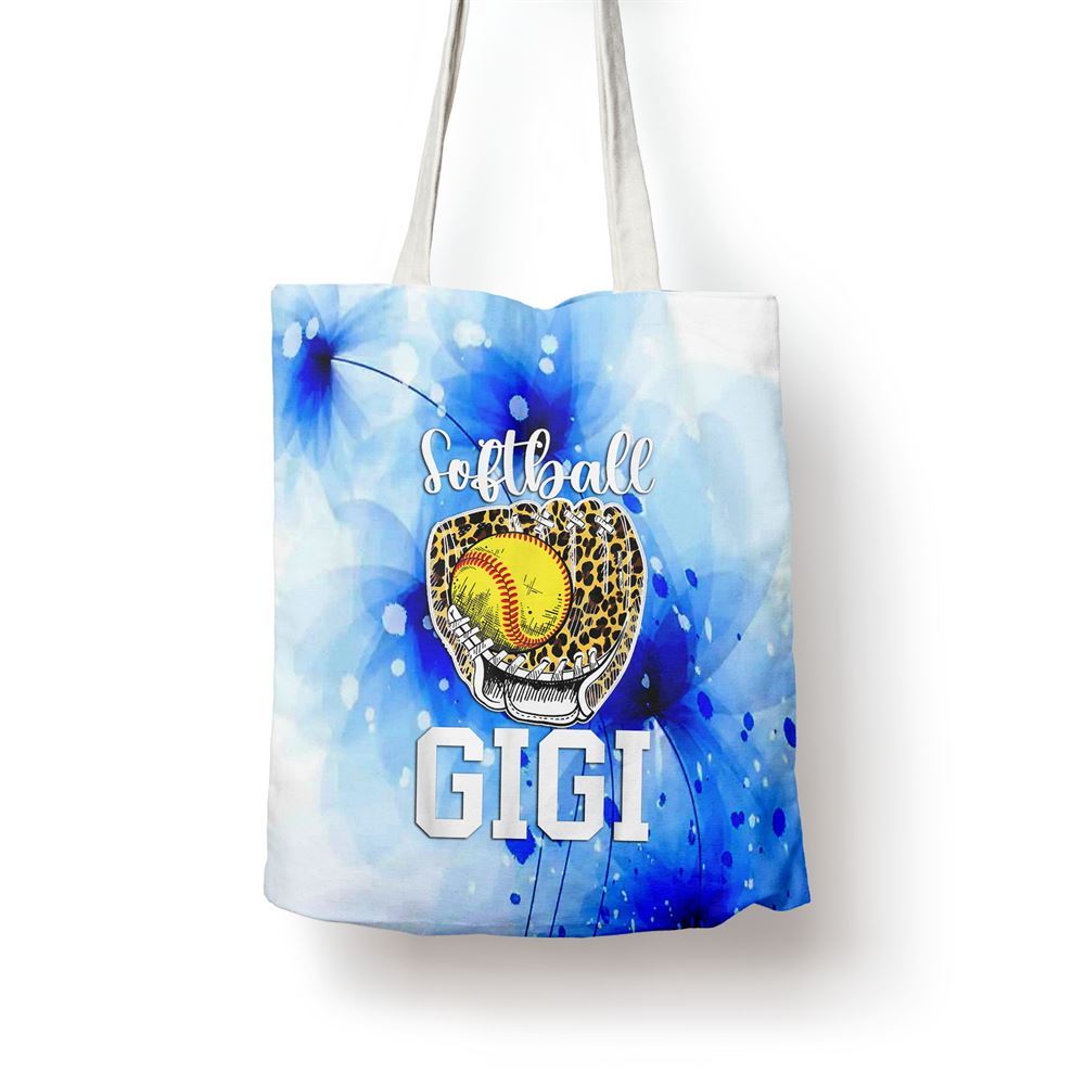 Softball Gigi Grandma Leopard Gigi Of A Softball Player Tote Bag, Women Tote Bag, Canvas Tote Bag, Printed Tote Bag