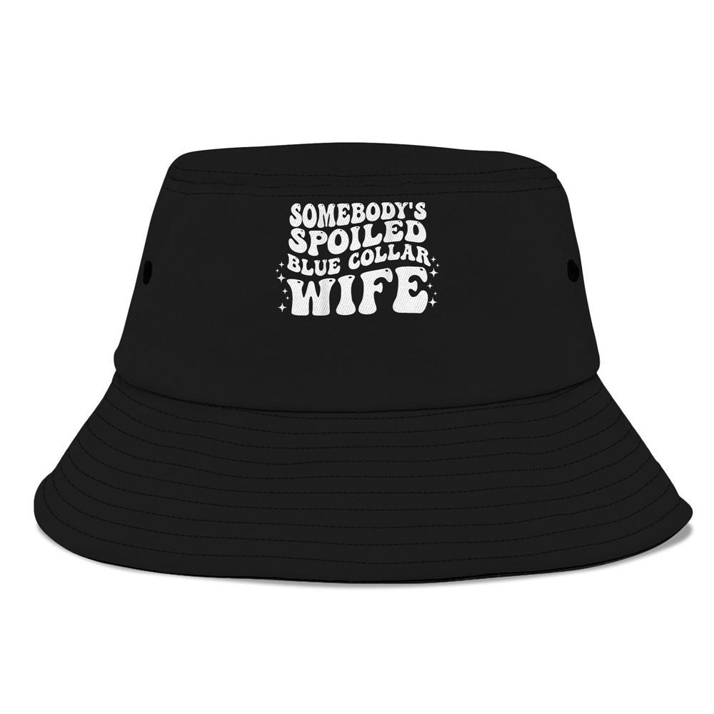 Somebodys Spoiled Blue Collar Wife Groovy Bucket Hat, Mother's Day Bucker Hat, Mother's Day Gift, Women's Sun Hats