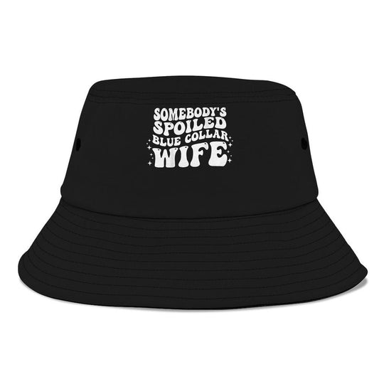 Somebodys Spoiled Blue Collar Wife Groovy Bucket Hat, Mother's Day Bucker Hat, Mother's Day Gift, Women's Sun Hats