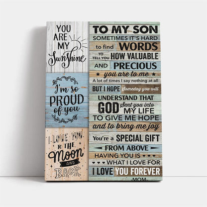 Sometimes It'S Hard To Find Words Mom To Son Canvas, Mother's Day Canvas Art, Gift For Mom, Birthday Gift, Mother's Day Wall Art