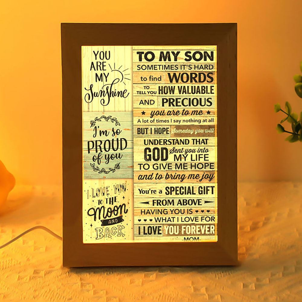 Sometimes It'S Hard To Find Words Mom To Son Frame Lamp, Mother's Day Night Light, Best Mom Ever, Gift For Mom