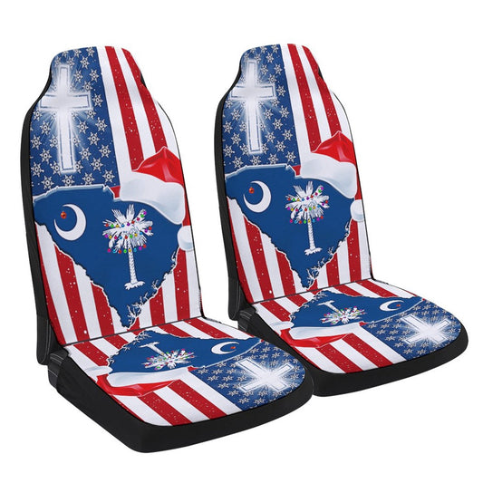 South Carolina Christmas Christmas Palm Tree Santa State Cars Seat Cover, Christmas Car Seat Covers, Car Decor Gift