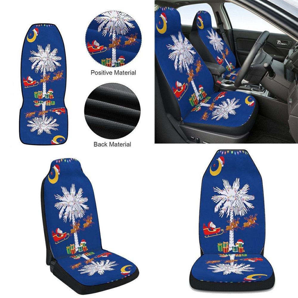South Carolina Christmas Santa Christmas Palmetto Tree Cars Seat Cover, Christmas Car Seat Covers, Car Decor Gift