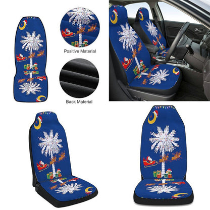 South Carolina Christmas Santa Christmas Palmetto Tree Cars Seat Cover, Christmas Car Seat Covers, Car Decor Gift