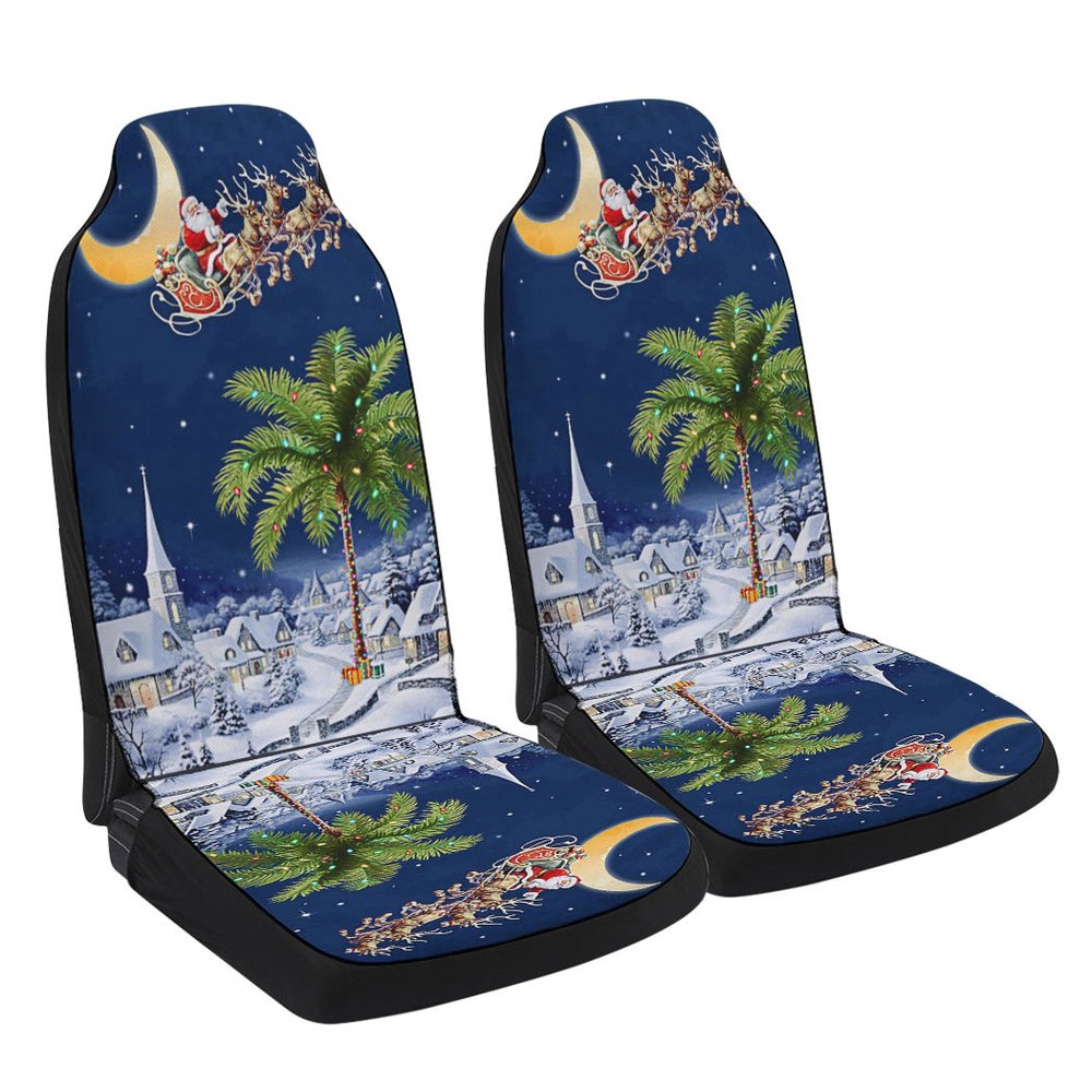 South Carolina Christmas Santa Sleigh Palm Tree Christmas Night in South Carolina Cars Seat Cover, Christmas Car Seat Covers, Car Decor Gift