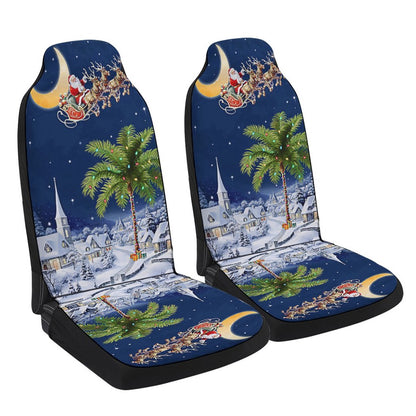 South Carolina Christmas Santa Sleigh Palm Tree Christmas Night in South Carolina Cars Seat Cover, Christmas Car Seat Covers, Car Decor Gift