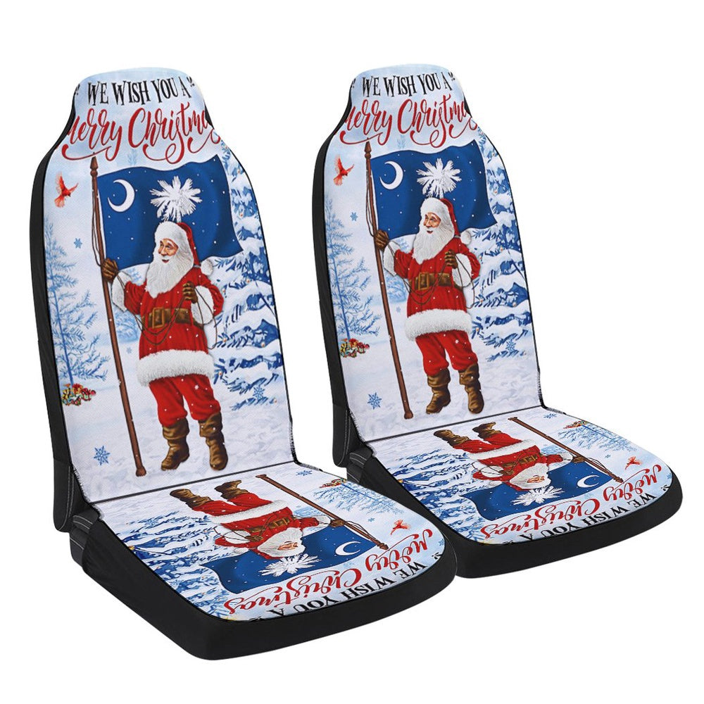 South Carolina Christmas We Wish You A Merry Christmas Santa Claus Cars Seat Cover, Christmas Car Seat Covers, Car Decor Gift