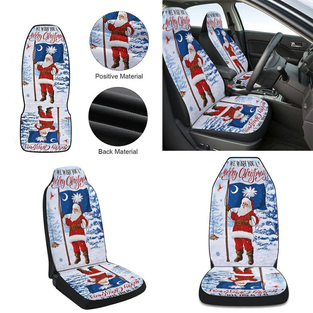 South Carolina Christmas We Wish You A Merry Christmas Santa Claus Cars Seat Cover, Christmas Car Seat Covers, Car Decor Gift