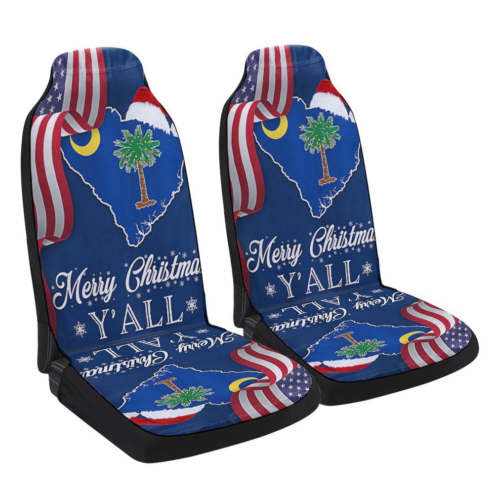 South Carolina Merry Christmas Santa State Christmas Palm Tree Cars Seat Cover, Christmas Car Seat Covers, Car Decor Gift