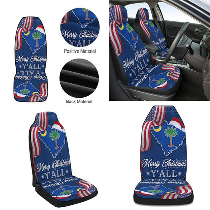 South Carolina Merry Christmas Santa State Christmas Palm Tree Cars Seat Cover, Christmas Car Seat Covers, Car Decor Gift