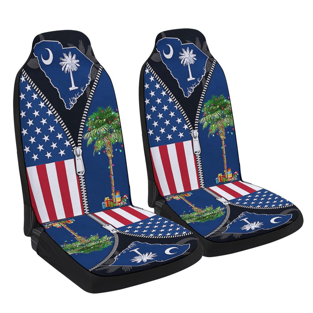 South Carolina Palm Tree Christmas American flag Cars Seat Cover, Christmas Car Seat Covers, Car Decor Gift