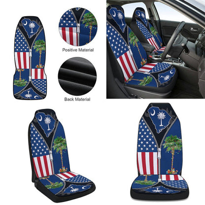 South Carolina Palm Tree Christmas American flag Cars Seat Cover, Christmas Car Seat Covers, Car Decor Gift
