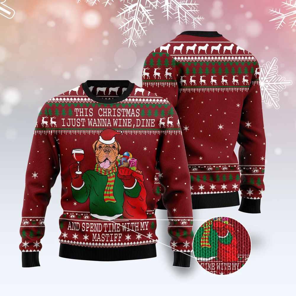 Spend Time With My Mastiff Ugly Christmas Sweater, Funny Xmas Sweater, Sweater Xmas