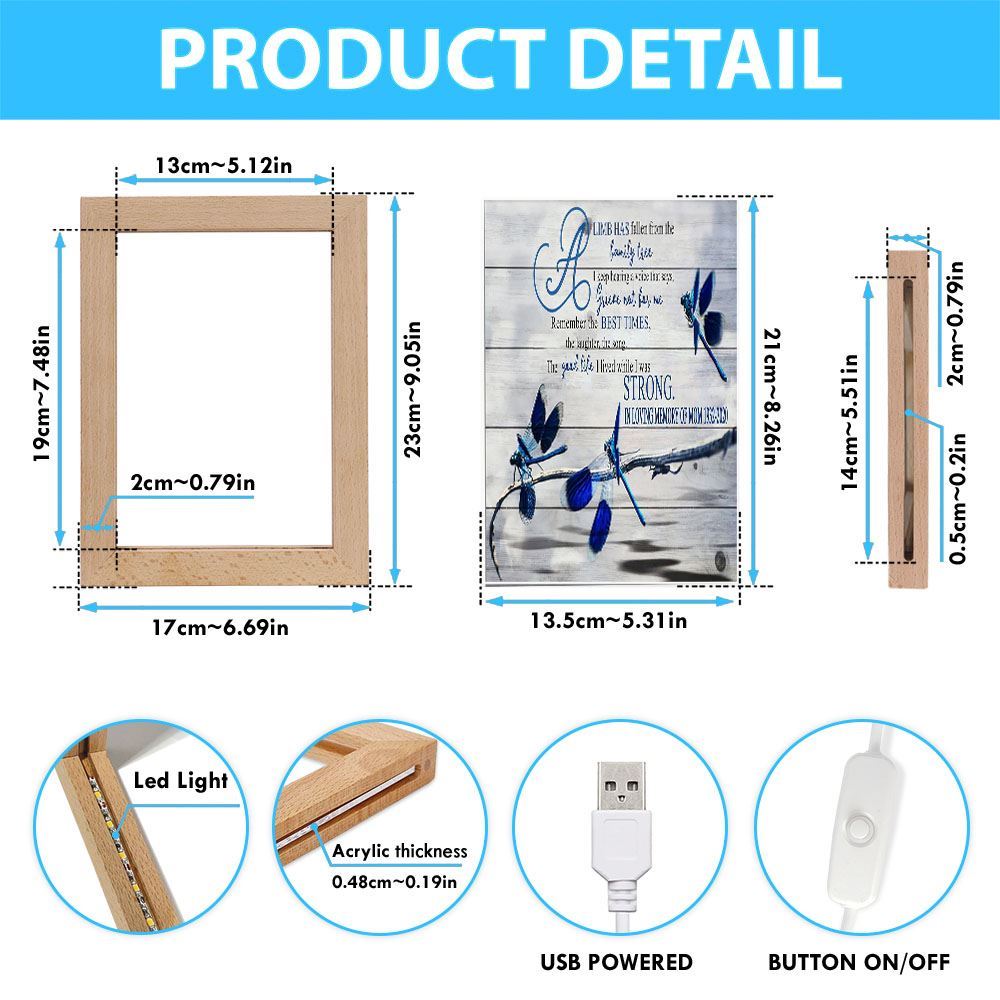 Strong In Loving Memory Of Mom Frame Lamp, Mother's Day Night Light, Best Mom Ever, Gift For Mom