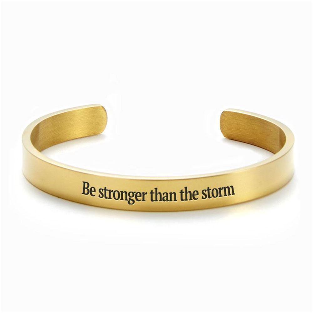 Stronger Than The Storm Personalized Cuff Bracelet, Christian Bracelet For Women, Bible Verse Bracelet, Christian Jewelry