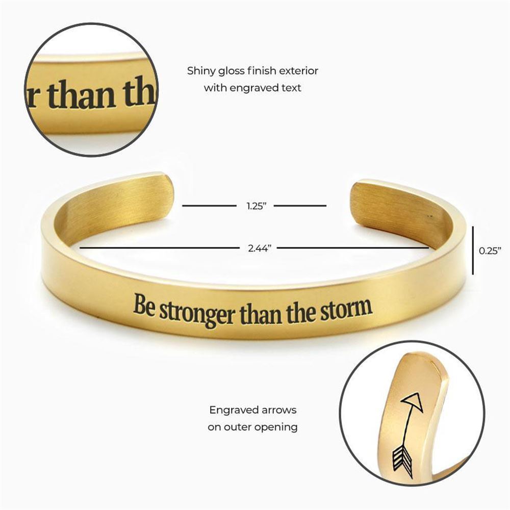 Stronger Than The Storm Personalized Cuff Bracelet, Christian Bracelet For Women, Bible Verse Bracelet, Christian Jewelry