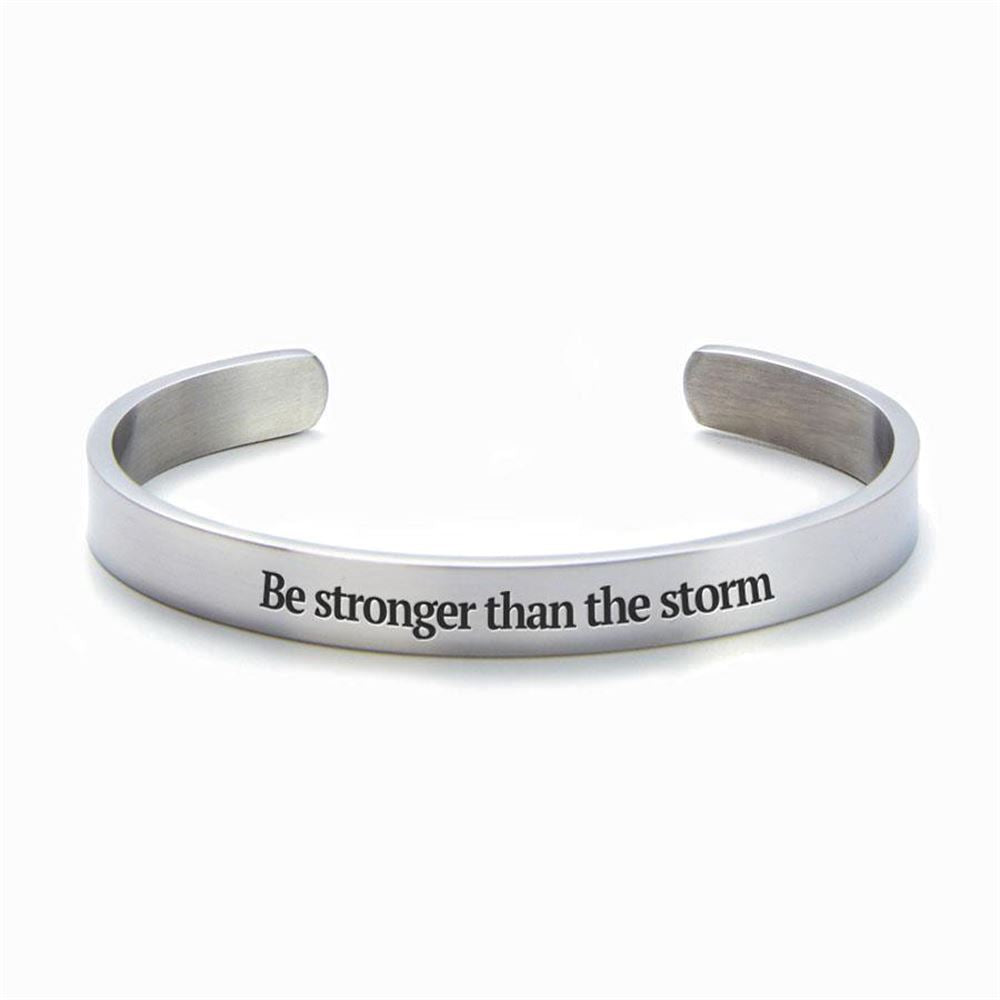 Stronger Than The Storm Personalized Cuff Bracelet, Christian Bracelet For Women, Bible Verse Bracelet, Christian Jewelry