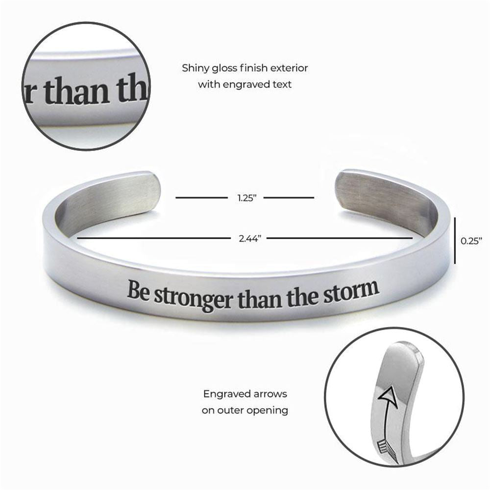 Stronger Than The Storm Personalized Cuff Bracelet, Christian Bracelet For Women, Bible Verse Bracelet, Christian Jewelry