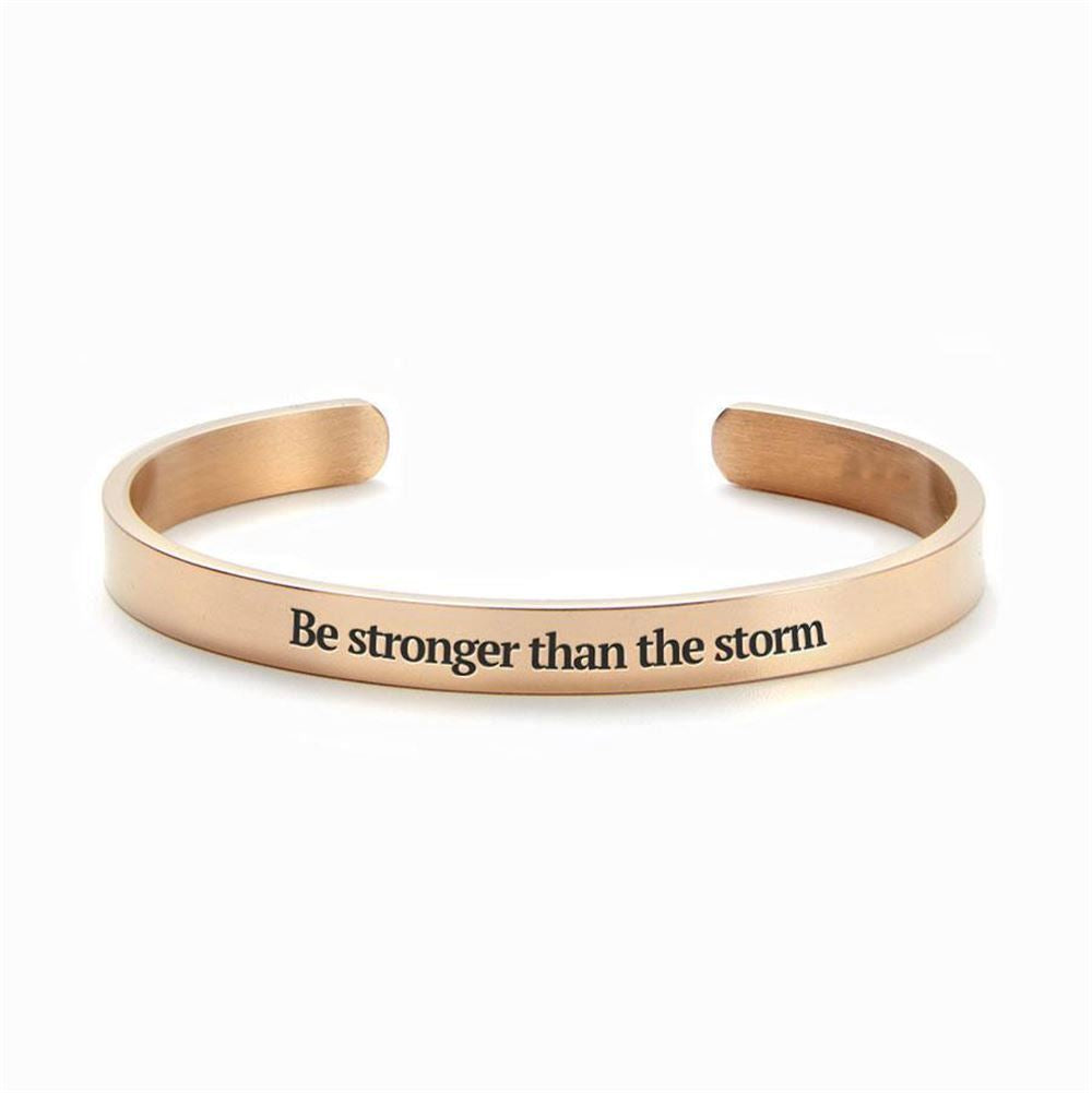 Stronger Than The Storm Personalized Cuff Bracelet, Christian Bracelet For Women, Bible Verse Bracelet, Christian Jewelry