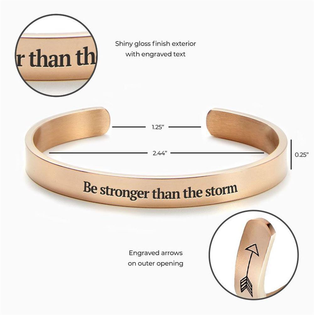Stronger Than The Storm Personalized Cuff Bracelet, Christian Bracelet For Women, Bible Verse Bracelet, Christian Jewelry