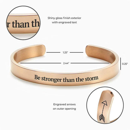Stronger Than The Storm Personalized Cuff Bracelet, Christian Bracelet For Women, Bible Verse Bracelet, Christian Jewelry