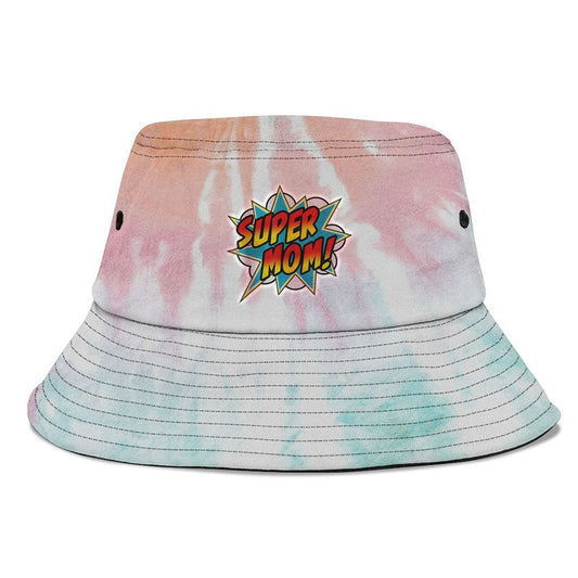 Super Mom Comic Book Superhero Bucket Hat, Mother's Day Bucker Hat, Tie Dye Bucket Hat, Women's Sun Hats