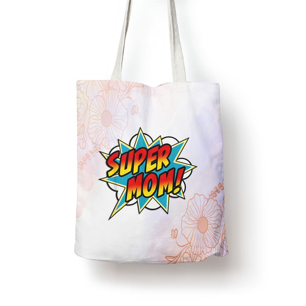 Super Mom Comic Book Superhero Mothers Day Tote Bag, Women Tote Bag, Canvas Tote Bag, Printed Tote Bag