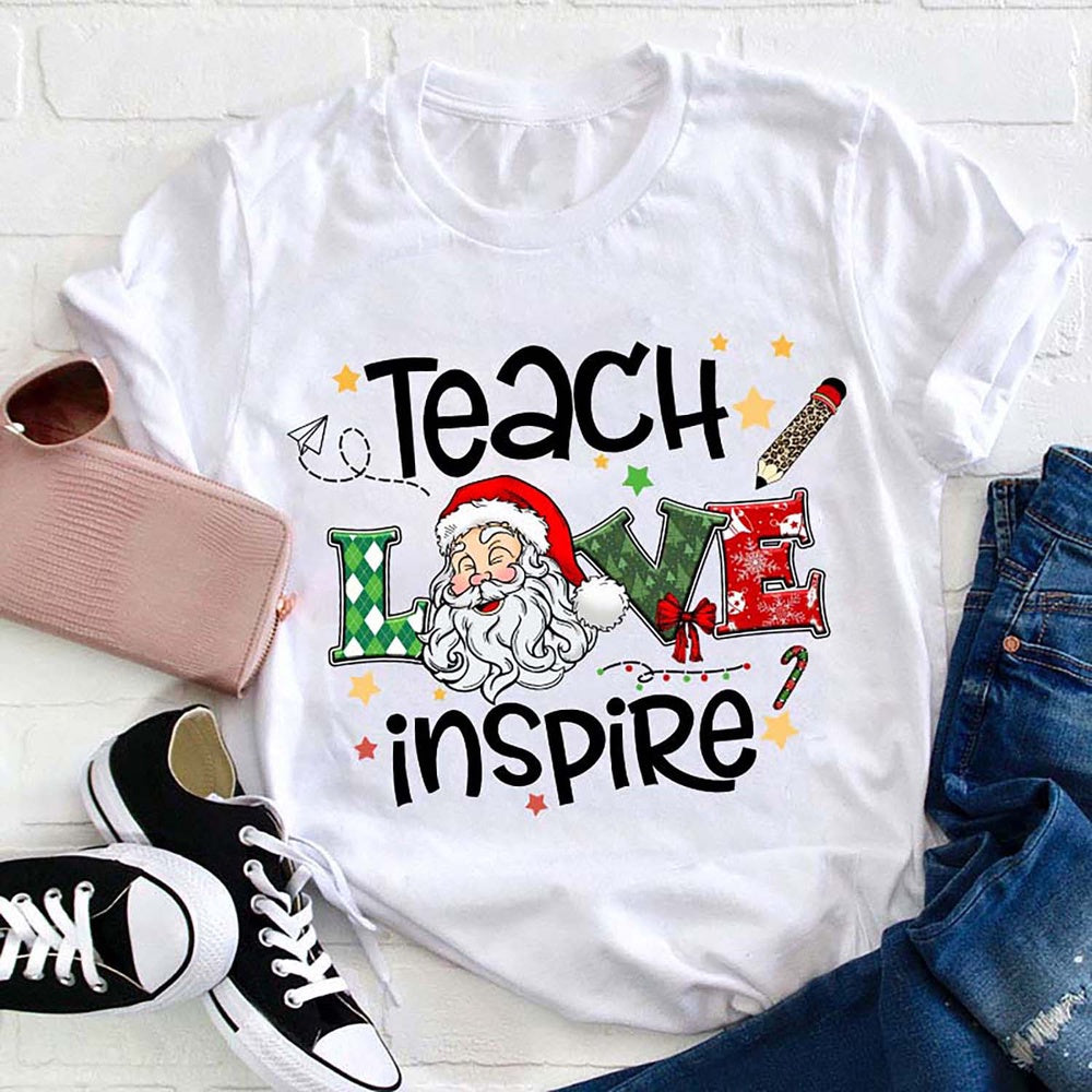 Teach Love Inspire T Shirt, Merry T Shirt, Unisex Christmas Shirts