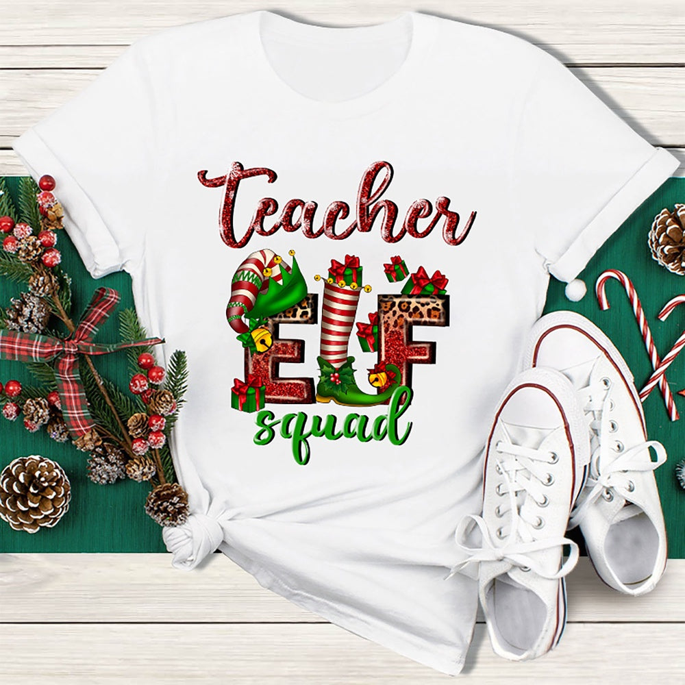 Teacher Elf Squad T Shirt, Merry T Shirt, Unisex Christmas Shirts