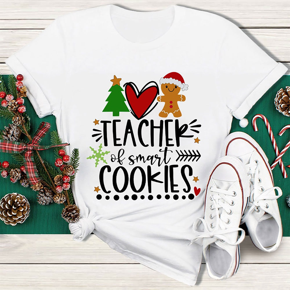 Teacher Of Smart Cookies Gingerbread Man T Shirt, Merry T Shirt, Unisex Christmas Shirts