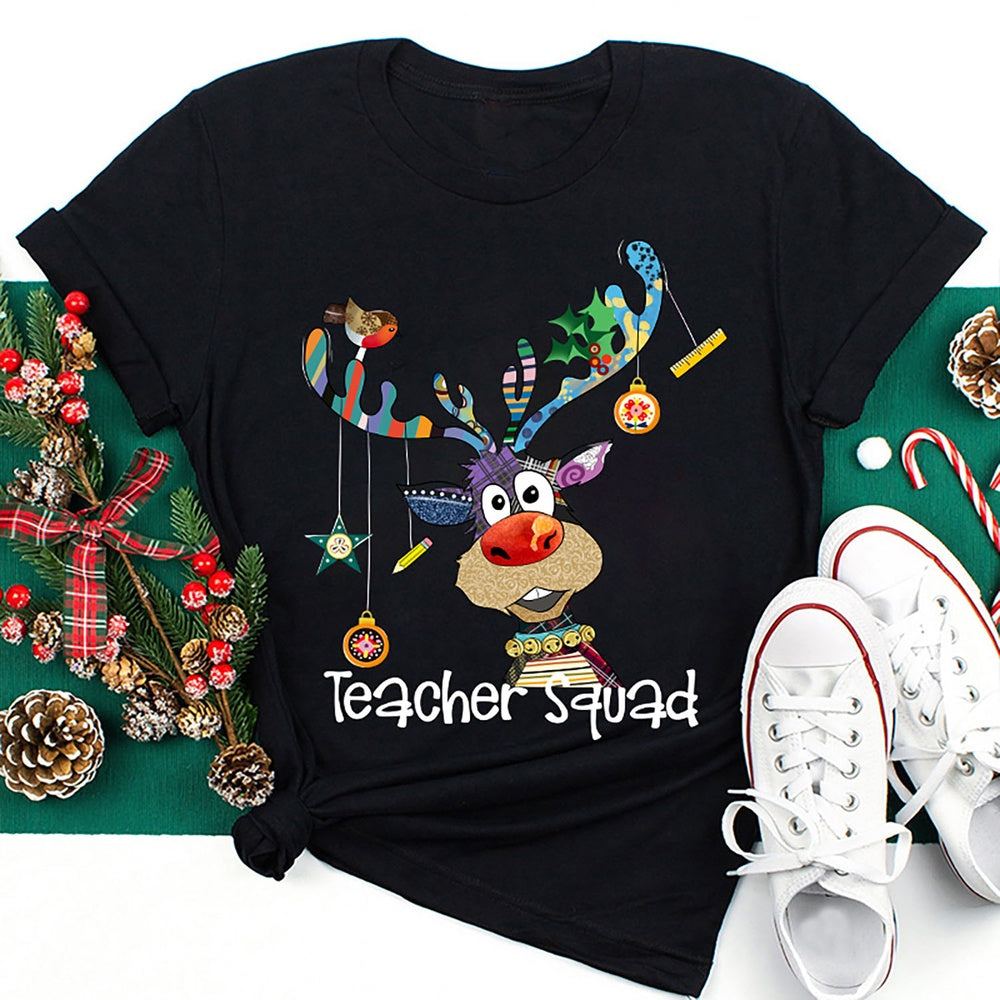 Teacher Squad With Reindeer Joy T Shirt, Merry T Shirt, Unisex Christmas Shirts