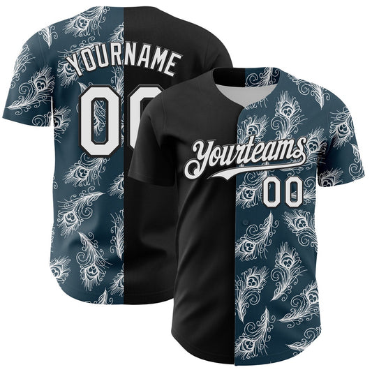 Team Jerseys Baseball, Custom Black White 3D Pattern Design Vintage Tattoos Authentic Baseball Jersey, Logo Baseball Jersey