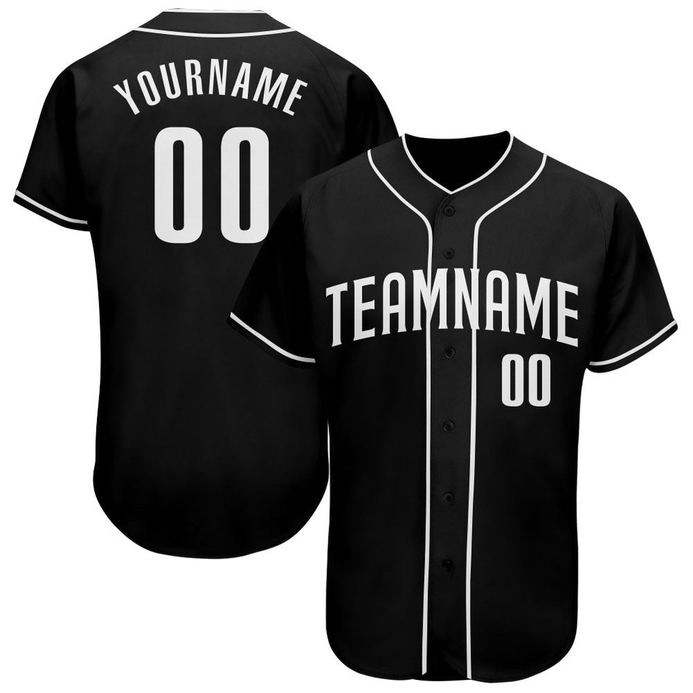 Team Jerseys Baseball, Custom Black White Authentic Baseball Jersey, Logo Baseball Jersey
