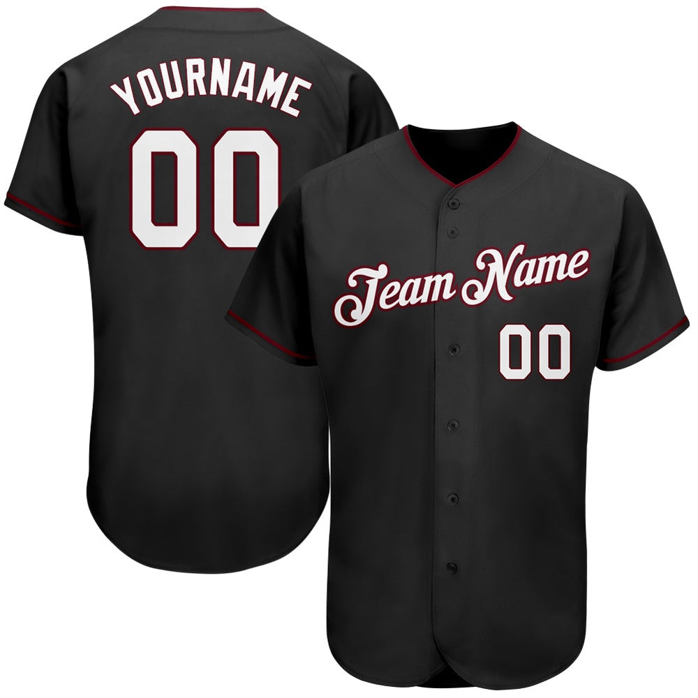 Team Jerseys Baseball, Custom Black White Crimson Authentic Baseball Jersey, Logo Baseball Jersey