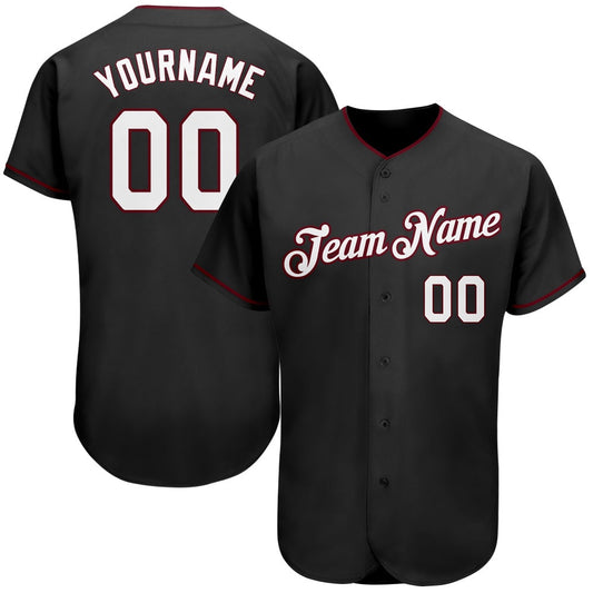 Team Jerseys Baseball, Custom Black White Crimson Authentic Baseball Jersey, Logo Baseball Jersey