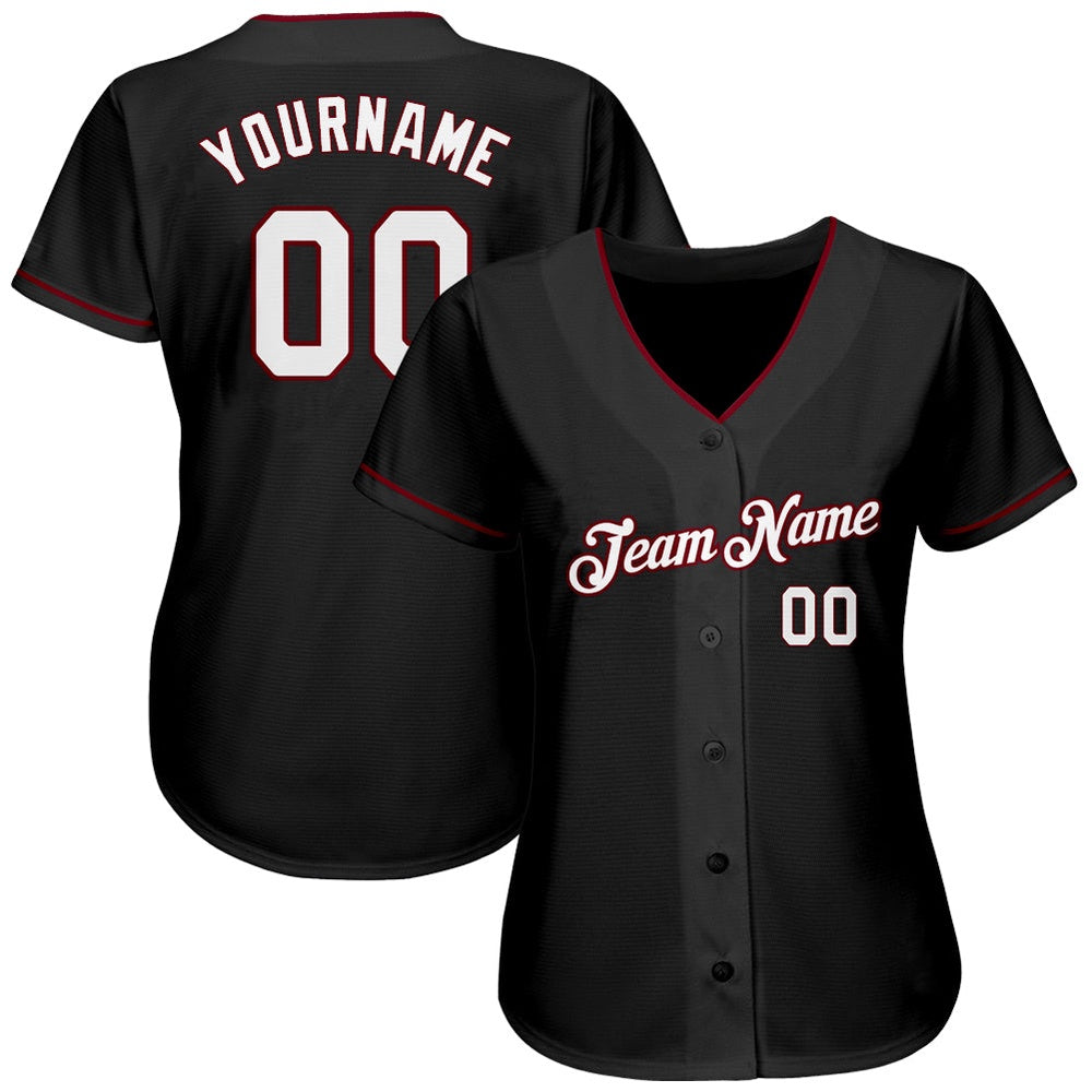 Team Jerseys Baseball, Custom Black White Crimson Authentic Baseball Jersey, Logo Baseball Jersey