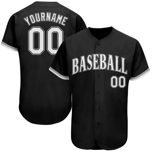 Team Jerseys Baseball, Custom Black White Gray Authentic Baseball Jersey, Logo Baseball Jersey