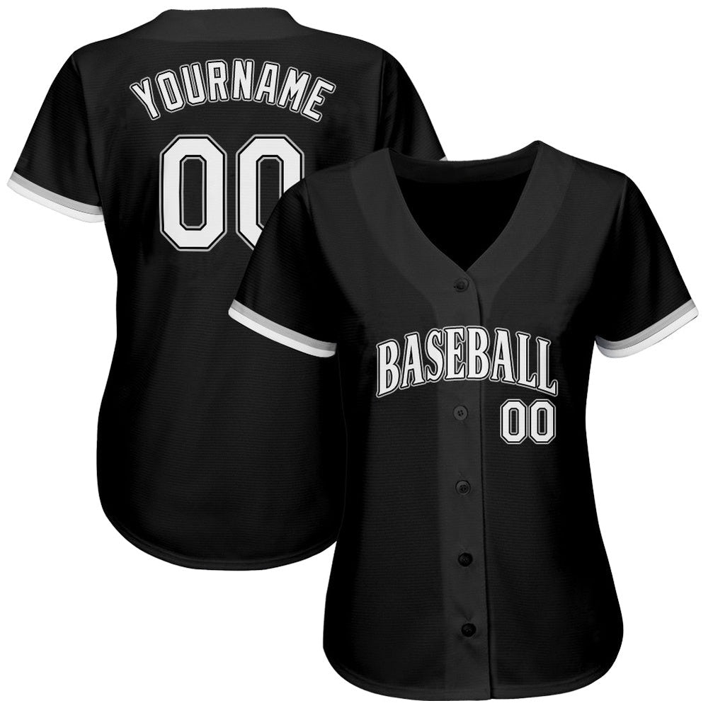 Team Jerseys Baseball, Custom Black White Gray Authentic Baseball Jersey, Logo Baseball Jersey