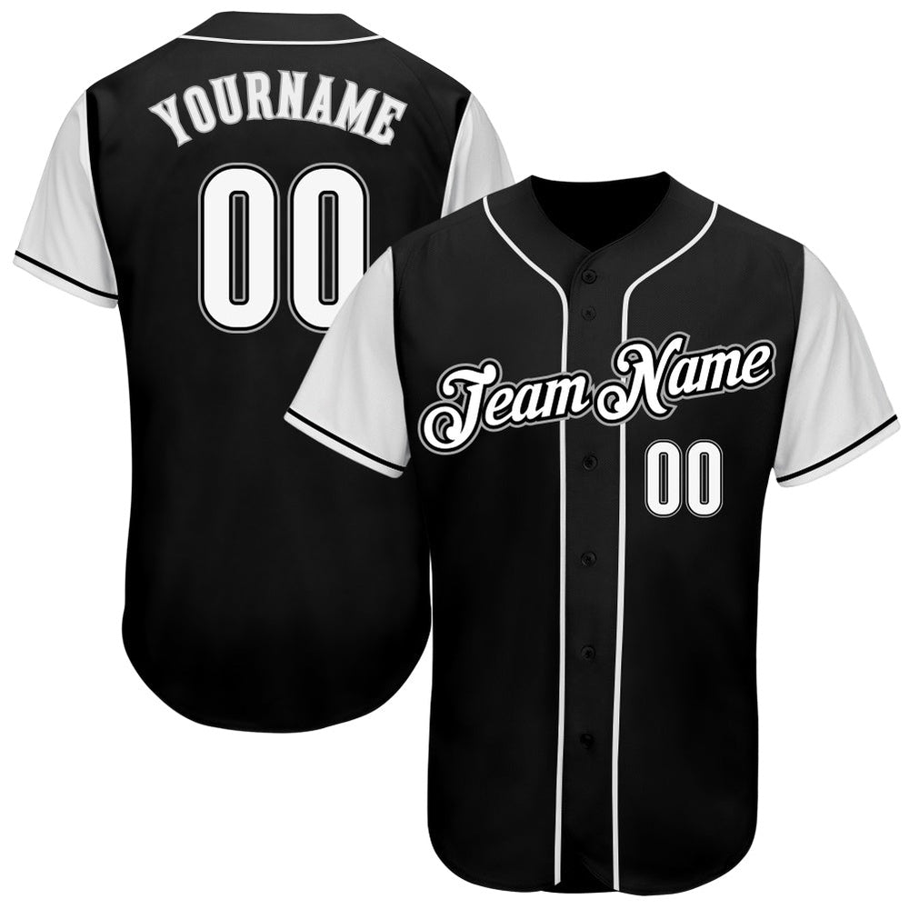 Team Jerseys Baseball, Custom Black White Gray Authentic Two Tone Baseball Jersey, Logo Baseball Jersey