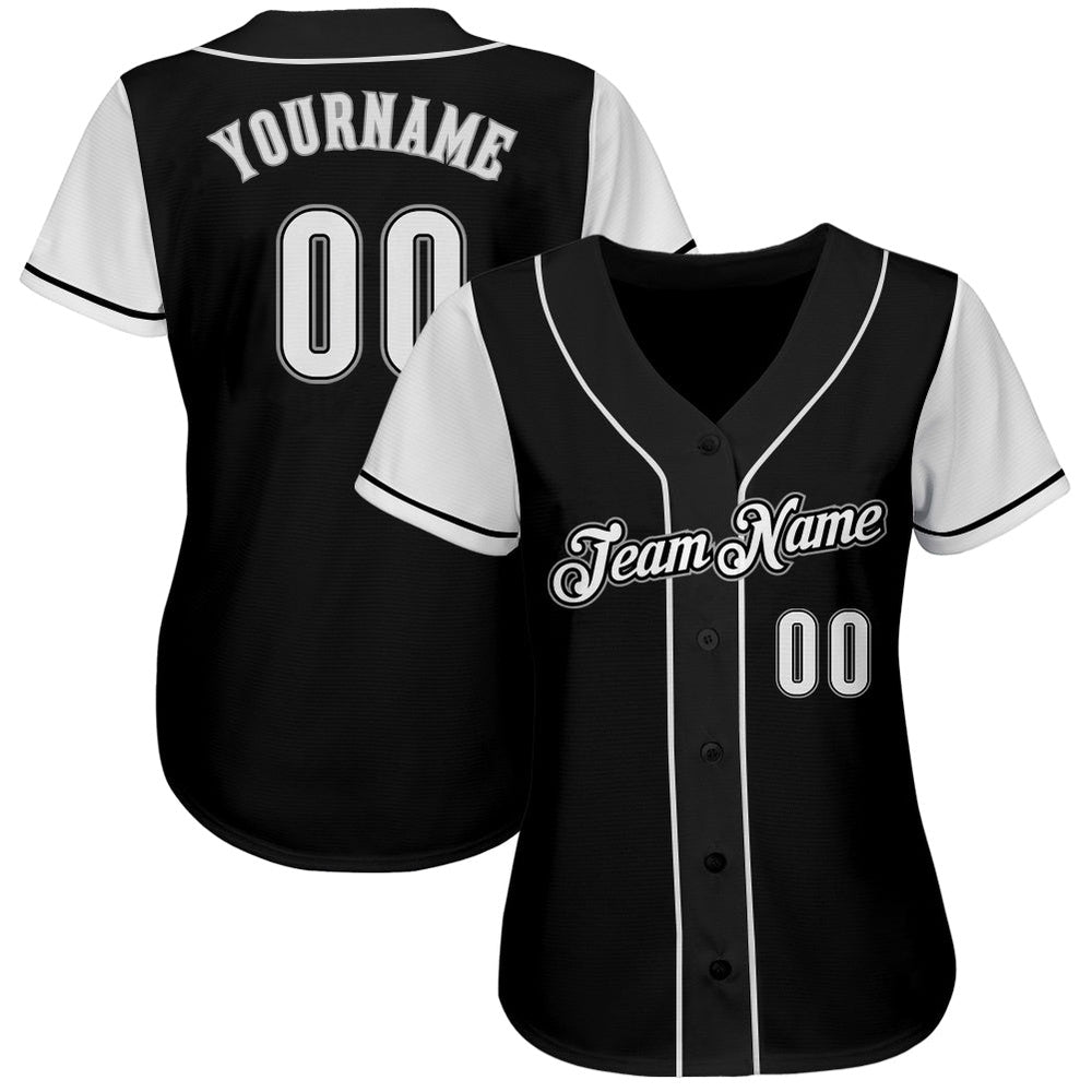 Team Jerseys Baseball, Custom Black White Gray Authentic Two Tone Baseball Jersey, Logo Baseball Jersey