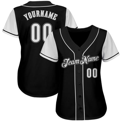 Team Jerseys Baseball, Custom Black White Gray Authentic Two Tone Baseball Jersey, Logo Baseball Jersey