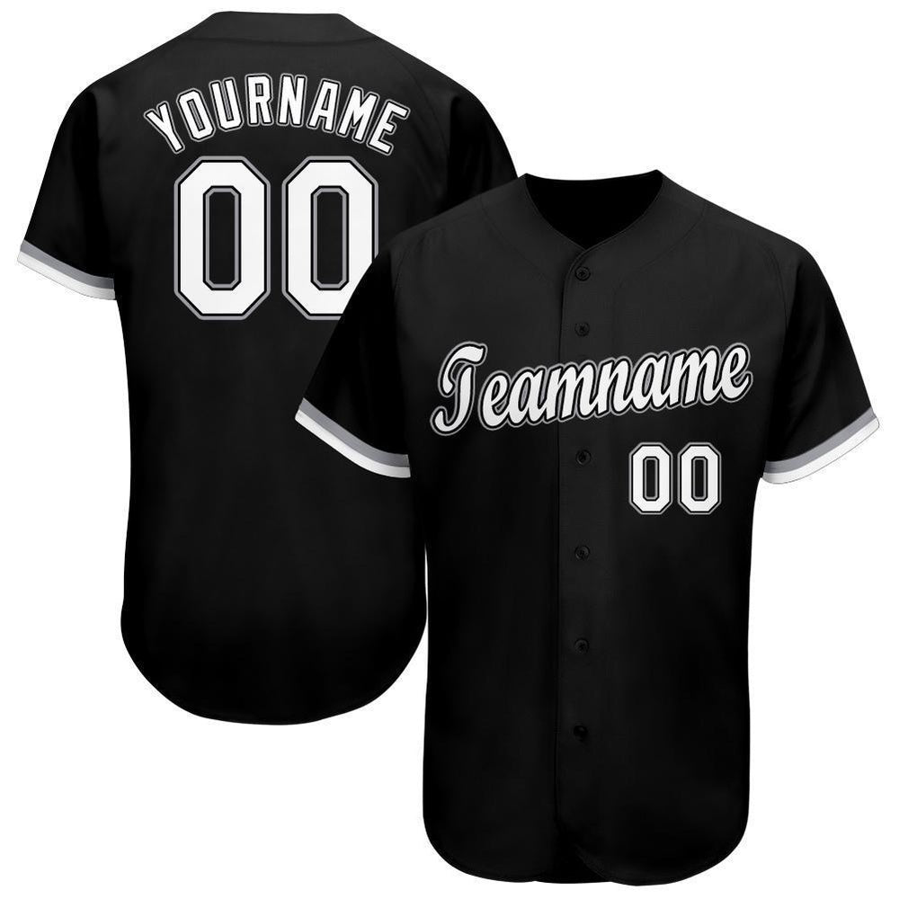 Team Jerseys Baseball, Custom Black White Gray Baseball Jersey, Logo Baseball Jersey