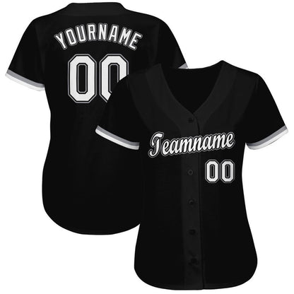 Team Jerseys Baseball, Custom Black White Gray Baseball Jersey, Logo Baseball Jersey