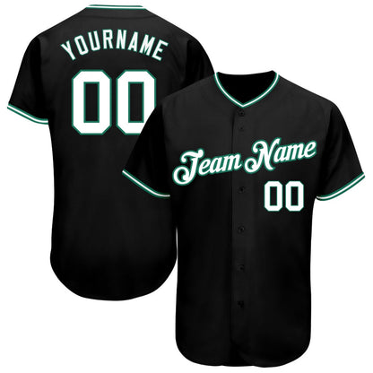 Team Jerseys Baseball, Custom Black White Kelly Green Authentic Baseball Jersey, Logo Baseball Jersey