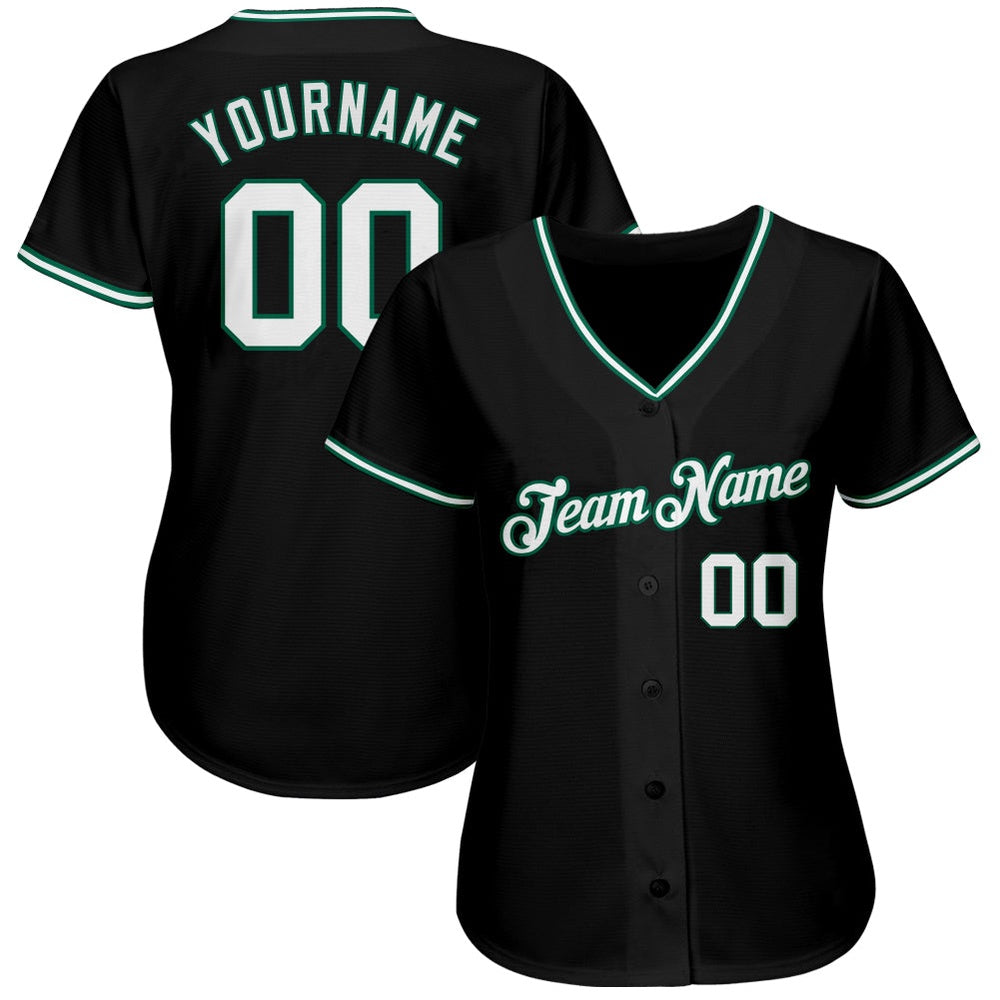 Team Jerseys Baseball, Custom Black White Kelly Green Authentic Baseball Jersey, Logo Baseball Jersey