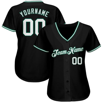 Team Jerseys Baseball, Custom Black White Kelly Green Authentic Baseball Jersey, Logo Baseball Jersey