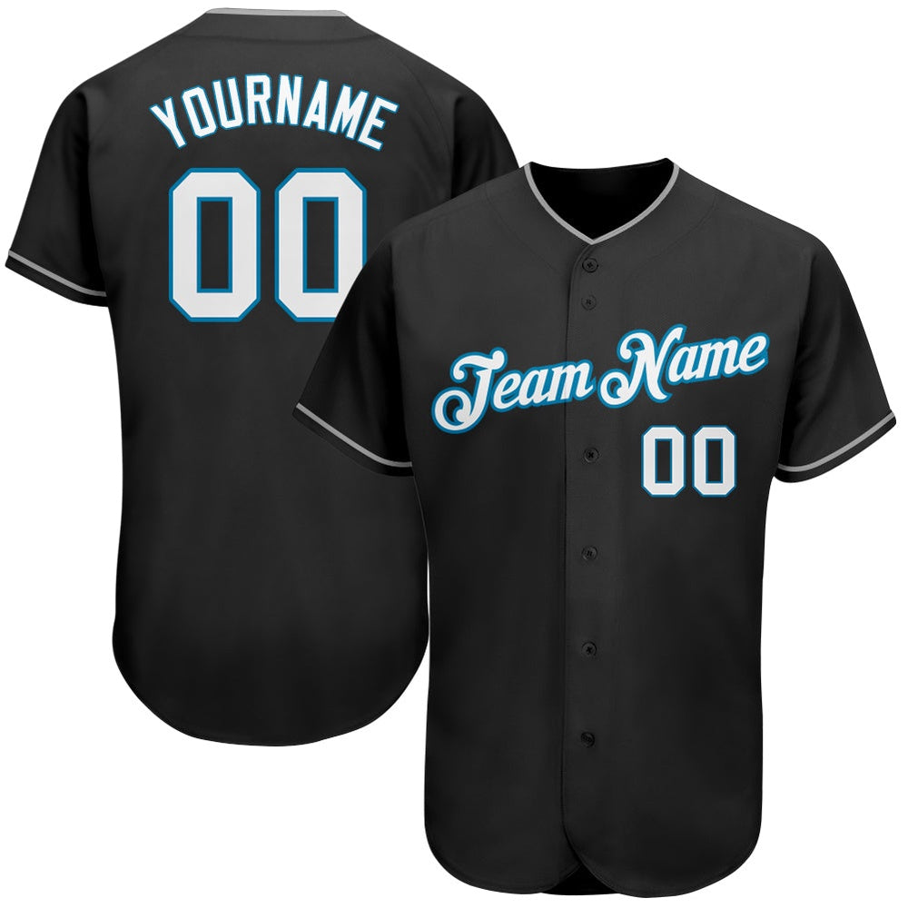 Team Jerseys Baseball, Custom Black White Panther Blue Authentic Baseball Jersey, Logo Baseball Jersey